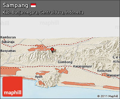 Shaded Relief Panoramic Map of Sampang