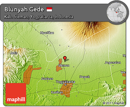 Physical 3D Map of Blunyah Gede
