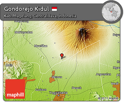Physical 3D Map of Gondorejo Kidul