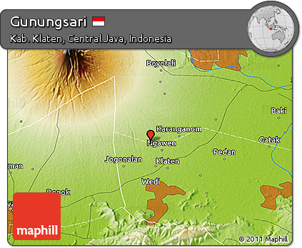 Physical 3D Map of Gunungsari