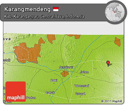 Physical 3D Map of Karangmendeng
