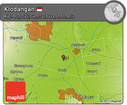 Physical 3D Map of Klodangan