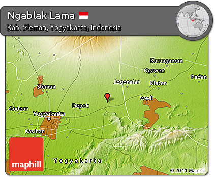 Physical 3D Map of Ngablak Lama