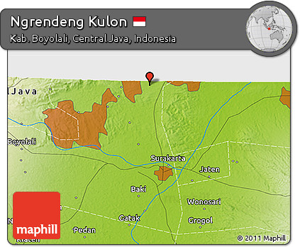 Physical 3D Map of Ngrendeng Kulon