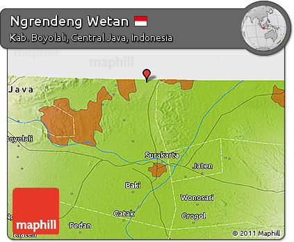 Physical 3D Map of Ngrendeng Wetan