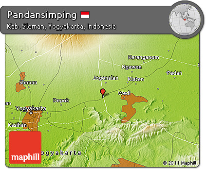 Physical 3D Map of Pandansimping