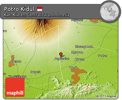 Physical 3D Map of Potro Kidul