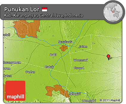 Physical 3D Map of Punukan Lor