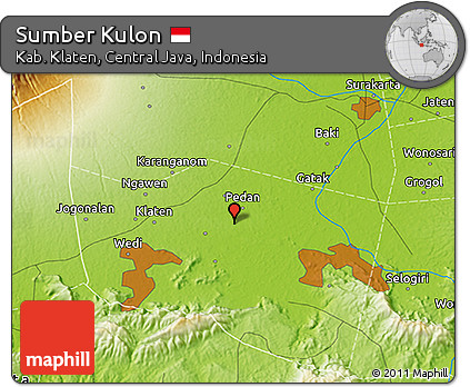Physical 3D Map of Sumber Kulon