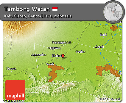 Physical 3D Map of Tambong Wetan