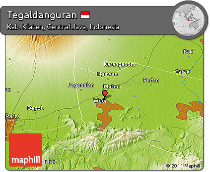 Physical 3D Map of Tegaldanguran