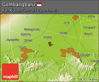 Physical 3D Map of Gombangbaru