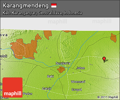 Physical 3D Map of Karangmendeng
