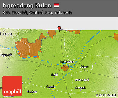 Physical 3D Map of Ngrendeng Kulon