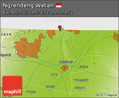 Physical 3D Map of Ngrendeng Wetan