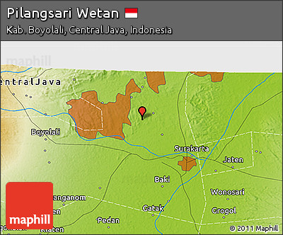 Physical 3D Map of Pilangsari Wetan