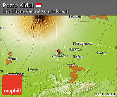 Physical 3D Map of Potro Kidul