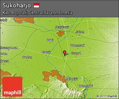 Physical 3D Map of Sukoharjo