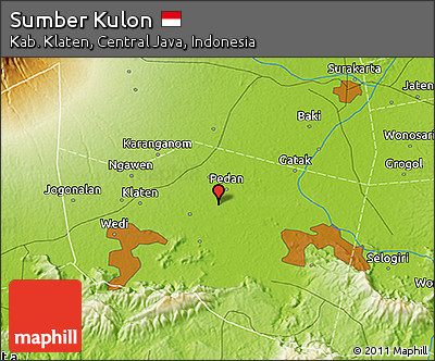 Physical 3D Map of Sumber Kulon