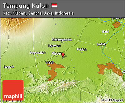 Physical 3D Map of Tampung Kulon