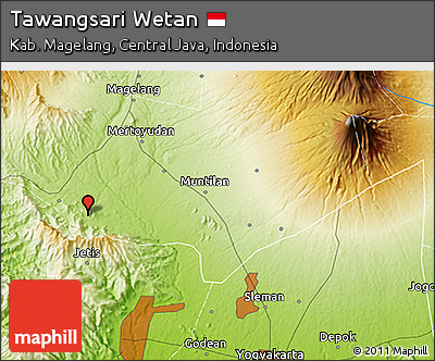 Physical 3D Map of Tawangsari Wetan