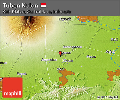 Physical 3D Map of Tuban Kulon