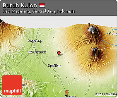 Physical 3D Map of Butuh Kulon