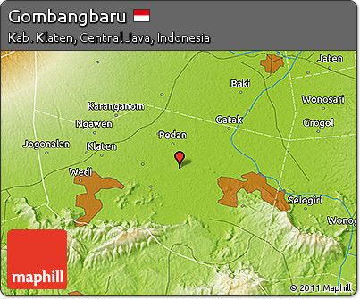 Physical 3D Map of Gombangbaru