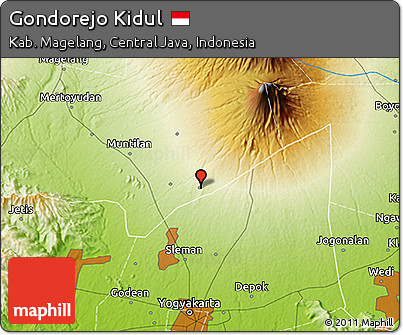 Physical 3D Map of Gondorejo Kidul