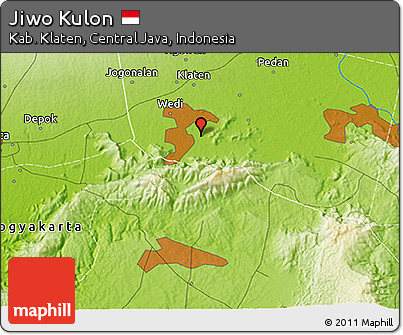 Physical 3D Map of Jiwo Kulon