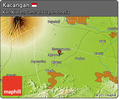 Physical 3D Map of Kacangan