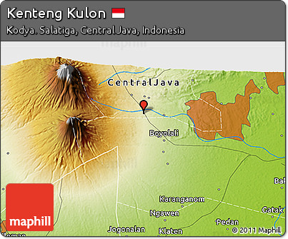 Physical 3D Map of Kenteng Kulon