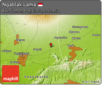 Physical 3D Map of Ngablak Lama