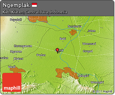 Physical 3D Map of Ngemplak
