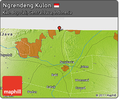 Physical 3D Map of Ngrendeng Kulon
