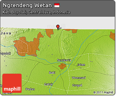 Physical 3D Map of Ngrendeng Wetan