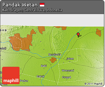 Physical 3D Map of Pandak Wetan