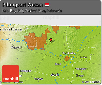 Physical 3D Map of Pilangsari Wetan
