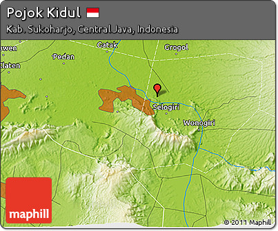 Physical 3D Map of Pojok Kidul
