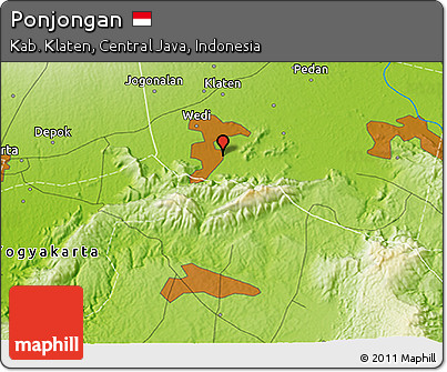 Physical 3D Map of Ponjongan