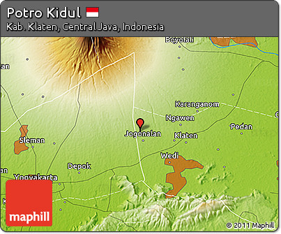 Physical 3D Map of Potro Kidul