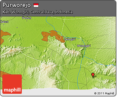 Physical 3D Map of Purworejo