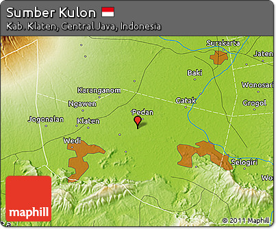 Physical 3D Map of Sumber Kulon