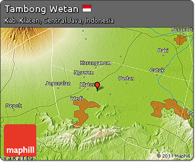 Physical 3D Map of Tambong Wetan