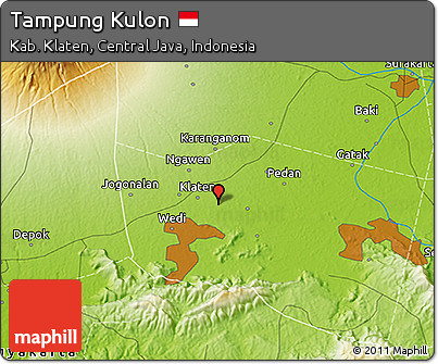 Physical 3D Map of Tampung Kulon