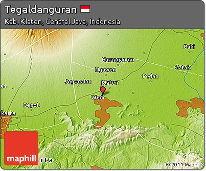 Physical 3D Map of Tegaldanguran