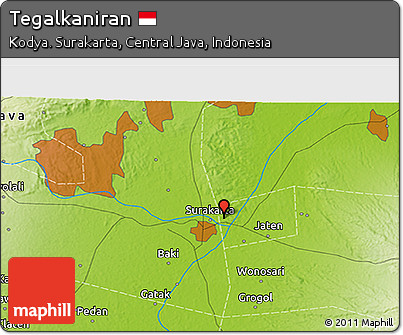 Physical 3D Map of Tegalkaniran