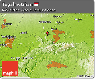 Physical 3D Map of Tegalmutihan