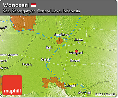 Physical 3D Map of Wonosari