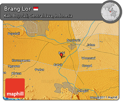 Political 3D Map of Brang Lor